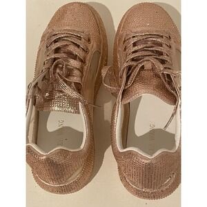 AZALEA WANG Women Rose Gold Rhinestone Sneakers‎ Athletic Shoes Size 7.5